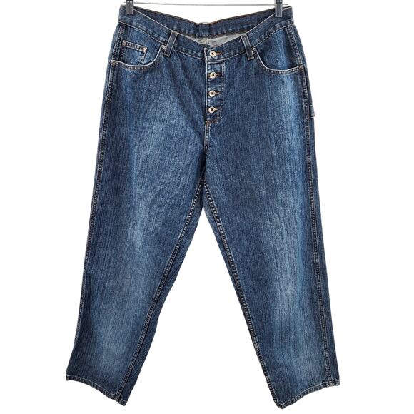 Vintage 90's Riveted by Lee Blue Jeans Straight Leg Button Fly Women's Size 16 M - Picture 1 of 8